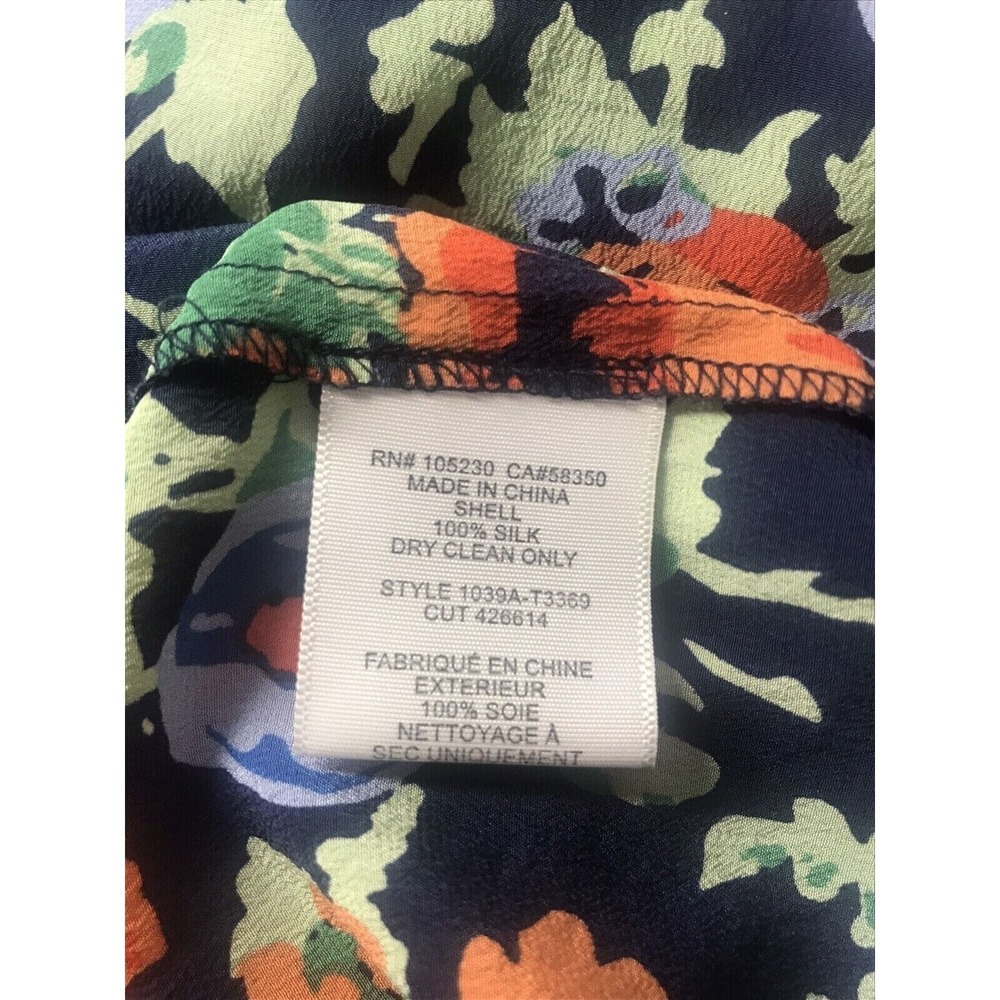 JOIE Navy Floral Print‎ Mckenna Silk Blouse Women's Size Small MSRP $258 - Picture 7 of 8